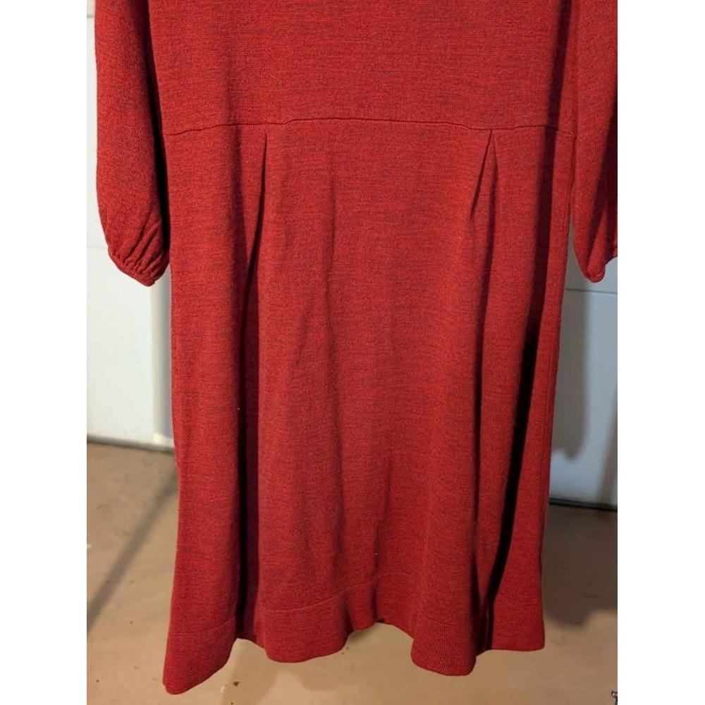 AGB Dress Women's Sweater Dress Size M Cowl Neck 3/4 Sleeve Rust Orange - Picture 4 of 9